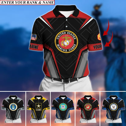 Frenzidea Premium Personalised U.S Multiple Service Veteran Polo Shirt
