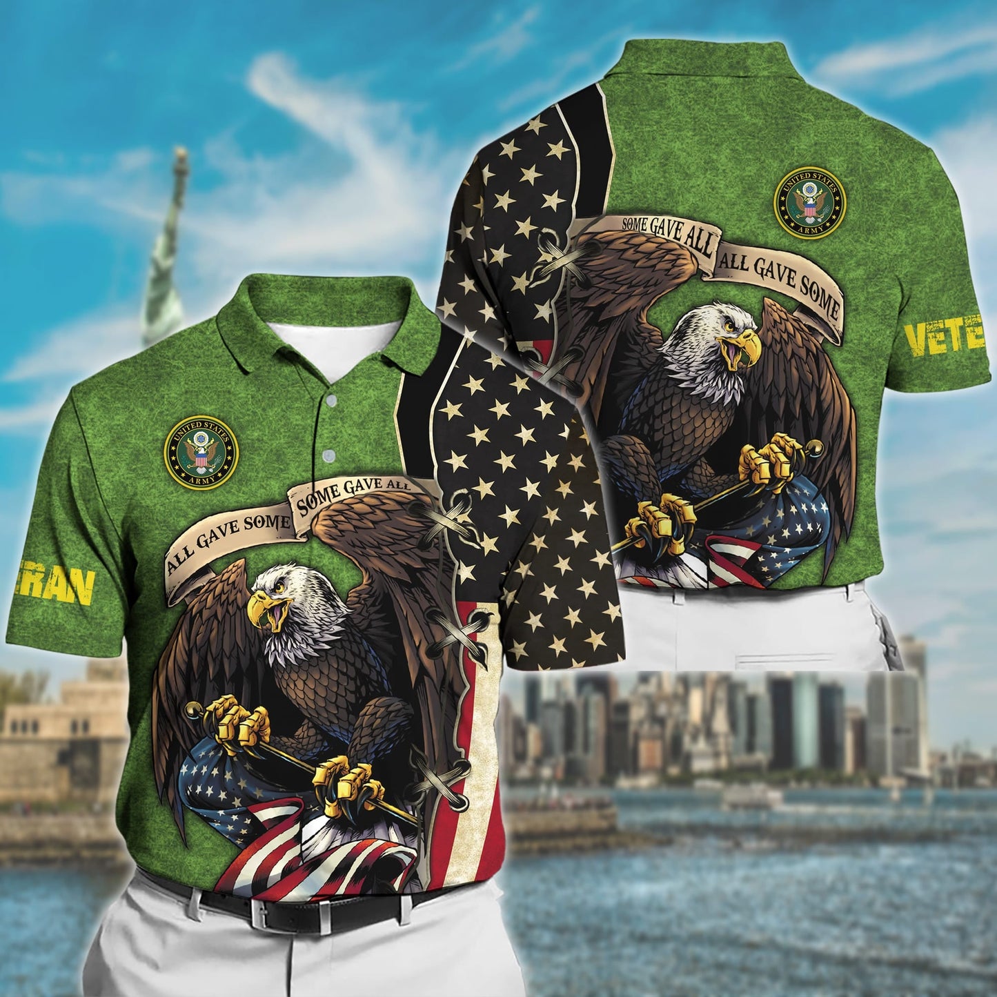 Frenzidea Premium U.S Multiple Service Veteran Polo Shirt