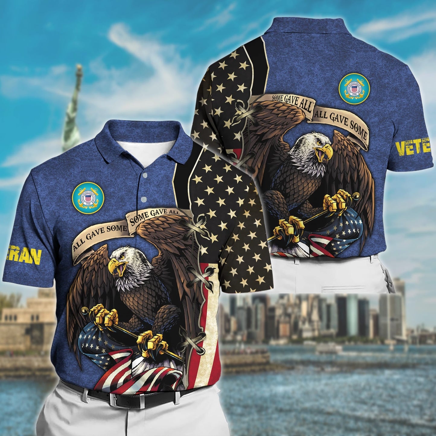 Frenzidea Premium U.S Multiple Service Veteran Polo Shirt
