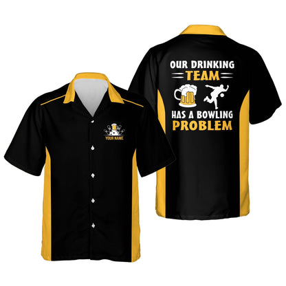 Frenzideas Our Drinking Team Has A Bowling Problem Personalized Name Hawaiian Shirt