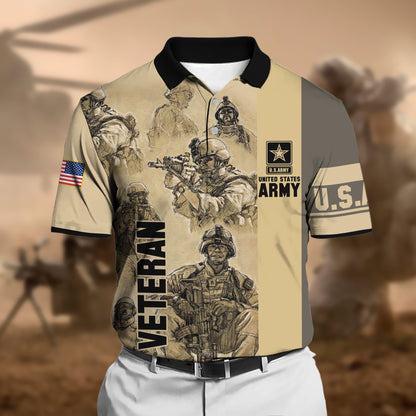 Frenzidea Premium U.S Multiple Service Veteran Polo Shirt