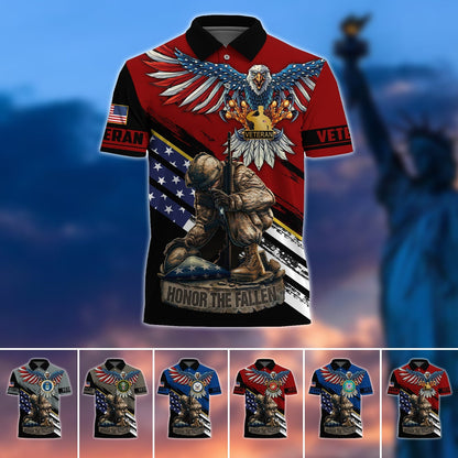 Frenzidea Premium U.S Multiple Service Veteran Polo Shirt