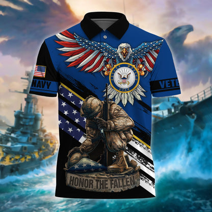 Frenzidea Premium U.S Multiple Service Veteran Polo Shirt