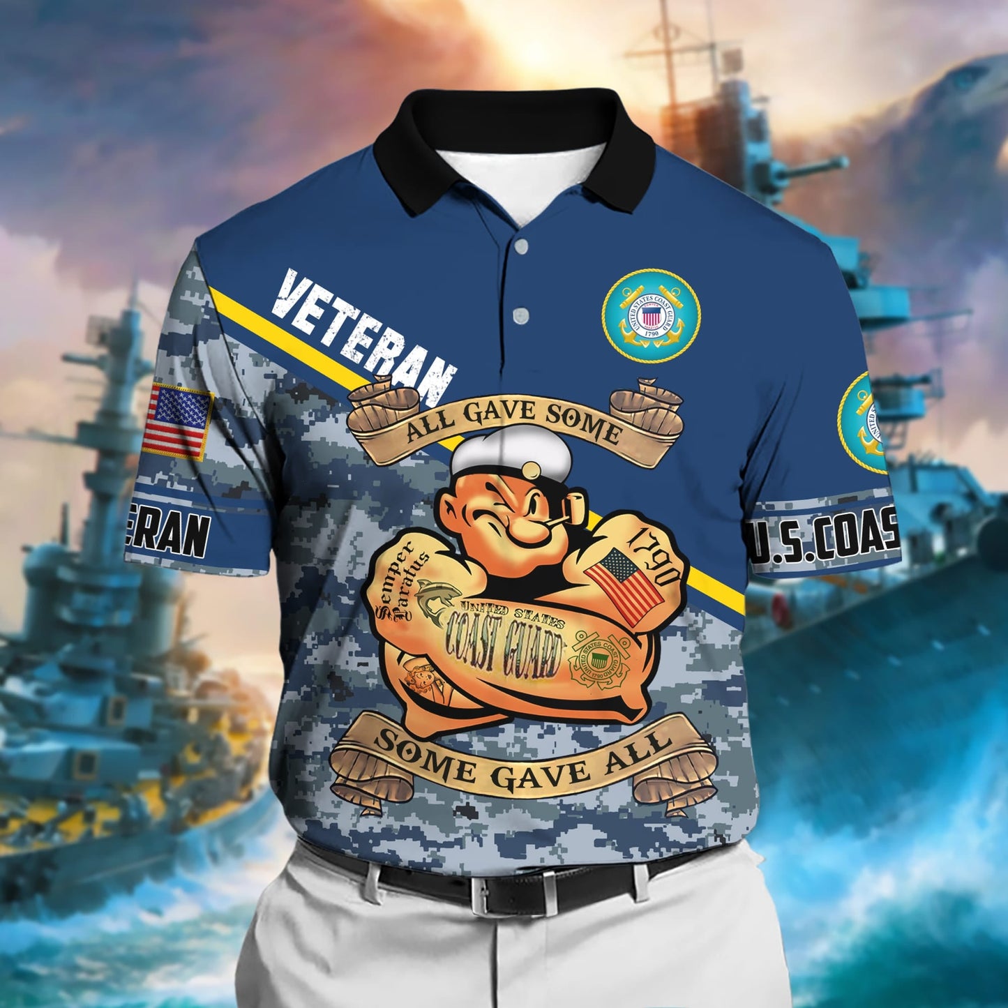 Frenzidea Unique U.S Multiple Service Veteran Polo Shirt