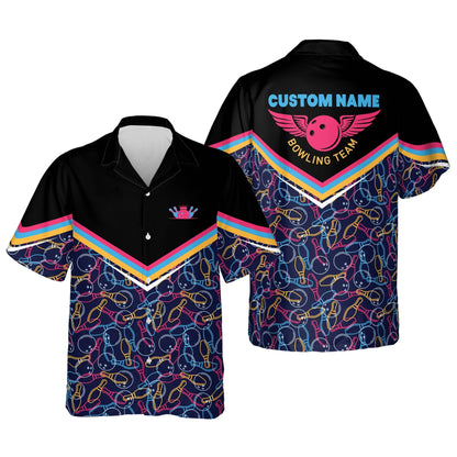 Frenzideas Bowling Pattern Personalized Name Hawaiian Shirt