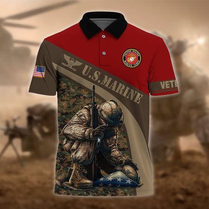 Frenzidea Premium U.S Multiple Service Veteran Polo Shirt