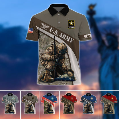 Frenzidea Premium U.S Multiple Service Veteran Polo Shirt