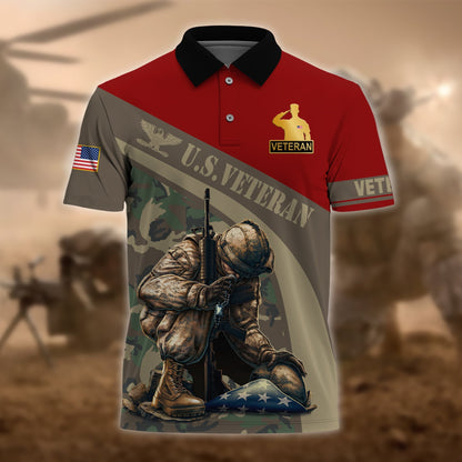 Frenzidea Premium U.S Multiple Service Veteran Polo Shirt