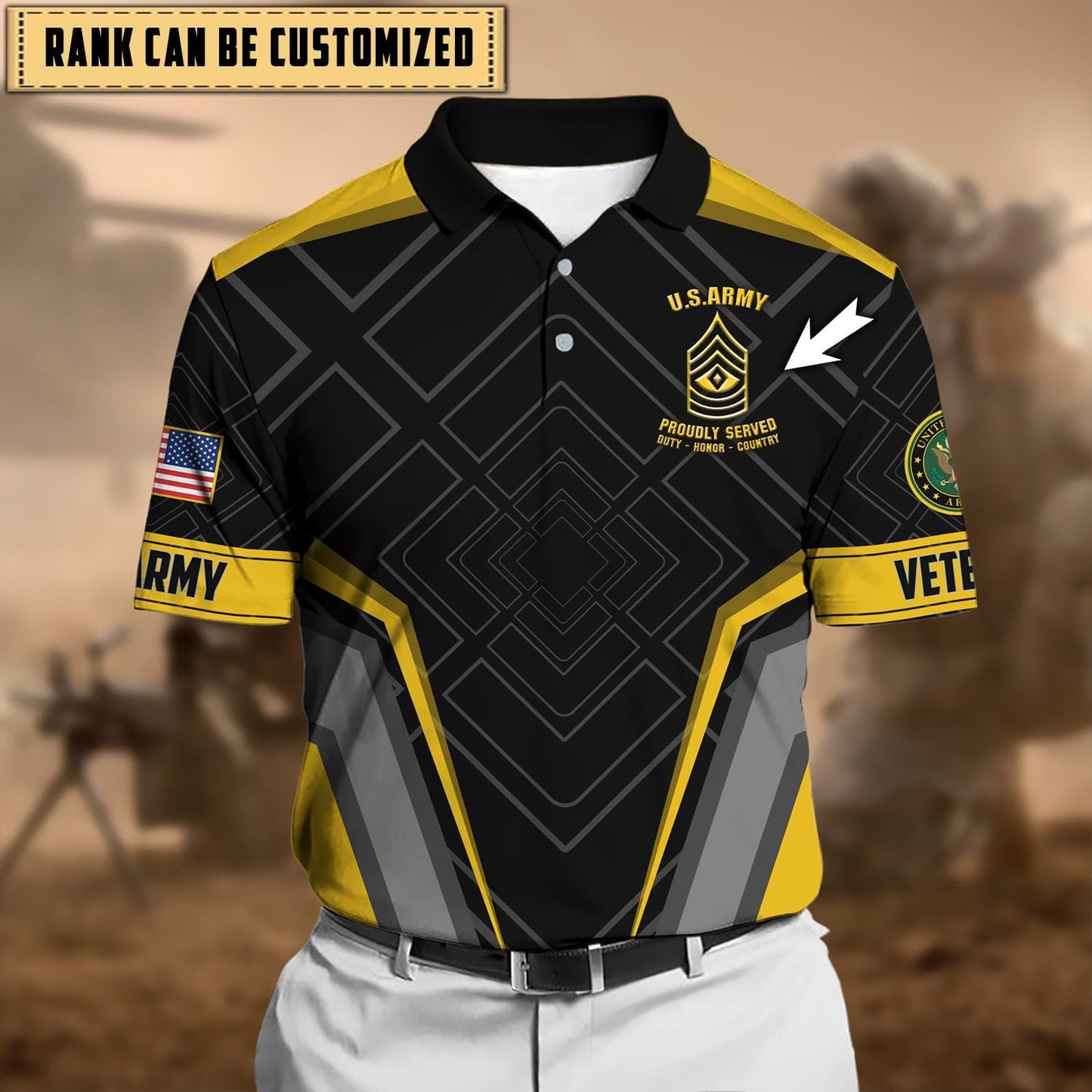 Frenzidea Premium Personalised U.S Multiple Service Veteran Polo Shirt