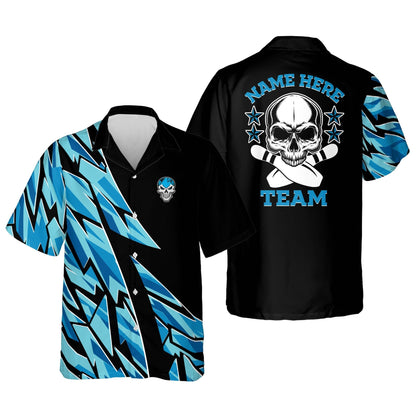 Frenzideas Custom Blue Skull Personalized Name Hawaiian Shirt