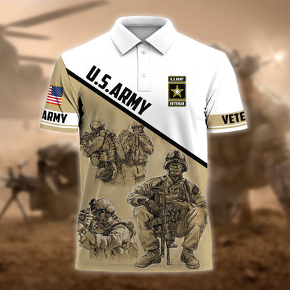 Frenzidea Premium U.S Multiple Service Veteran Polo Shirt