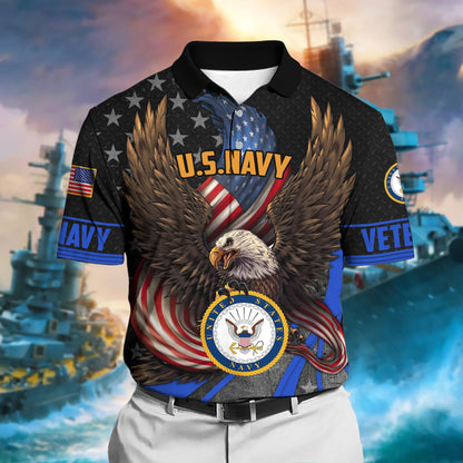 Frenzidea Premium U.S Multiple Service Veteran Polo Shirt