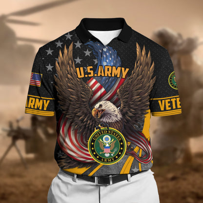 Frenzidea Premium U.S Multiple Service Veteran Polo Shirt