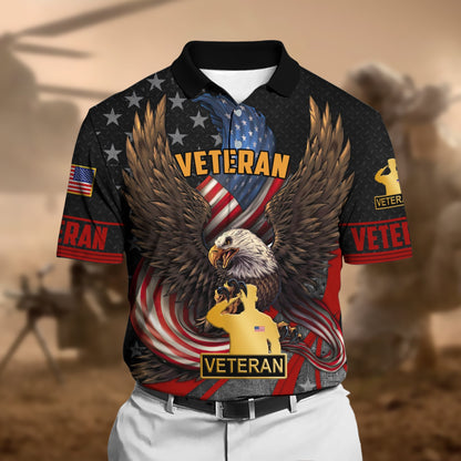 Frenzidea Premium U.S Multiple Service Veteran Polo Shirt