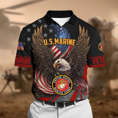 Frenzidea Premium U.S Multiple Service Veteran Polo Shirt