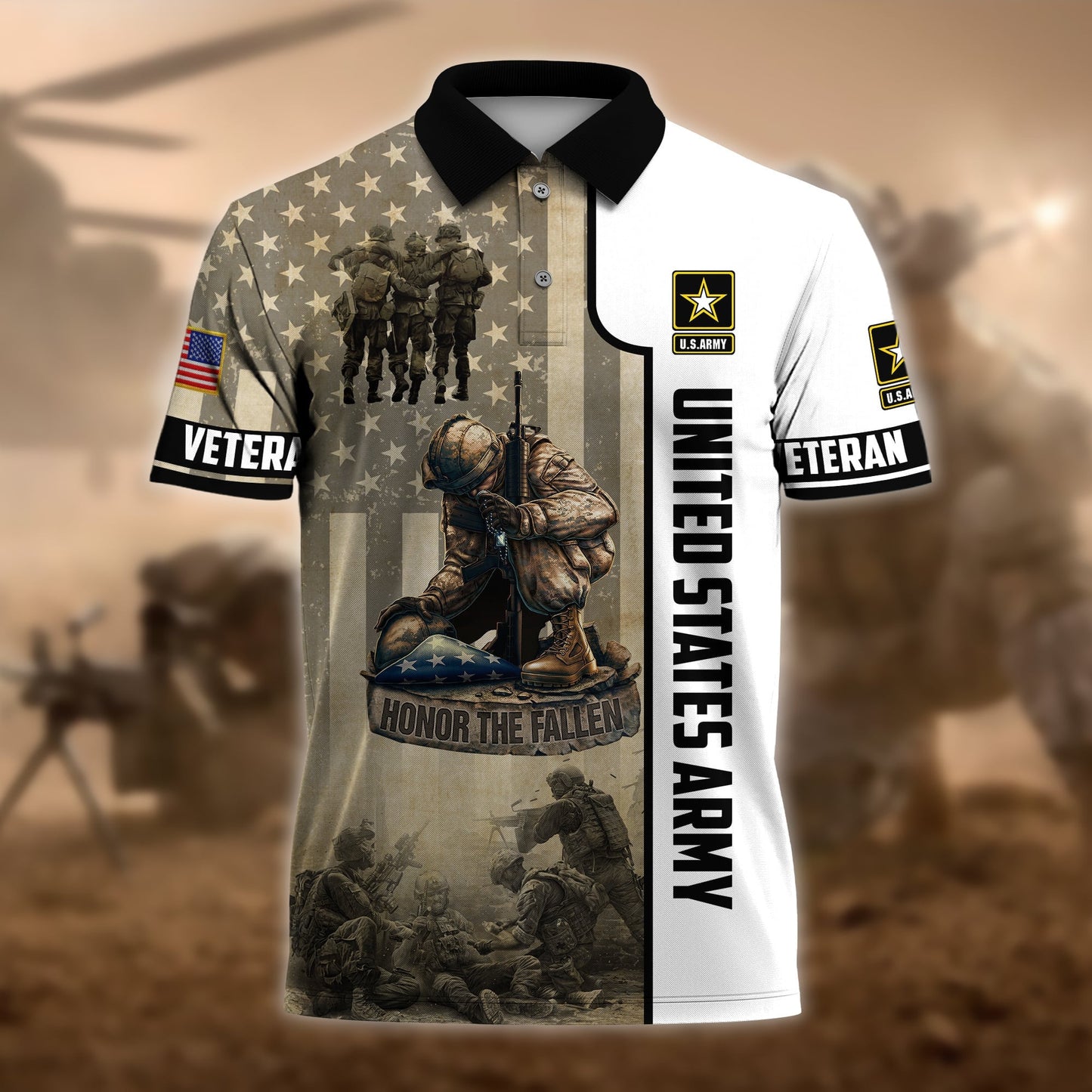 Frenzidea Premium U.S Multiple Service Veteran Polo Shirt