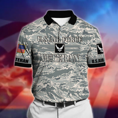 Frenzidea Premium U.S Multiple Service Veteran Polo Shirt