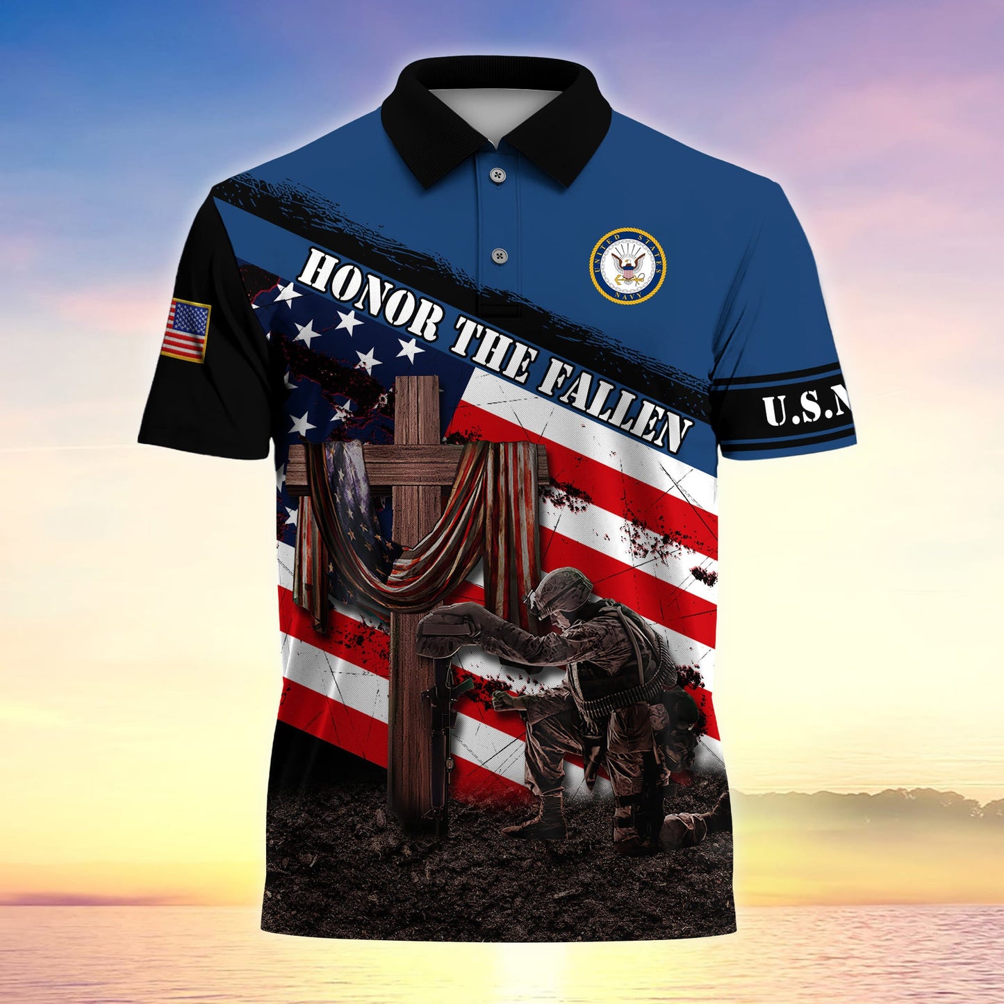 Frenzidea Premium U.S Multiple Service Veteran Polo Shirt