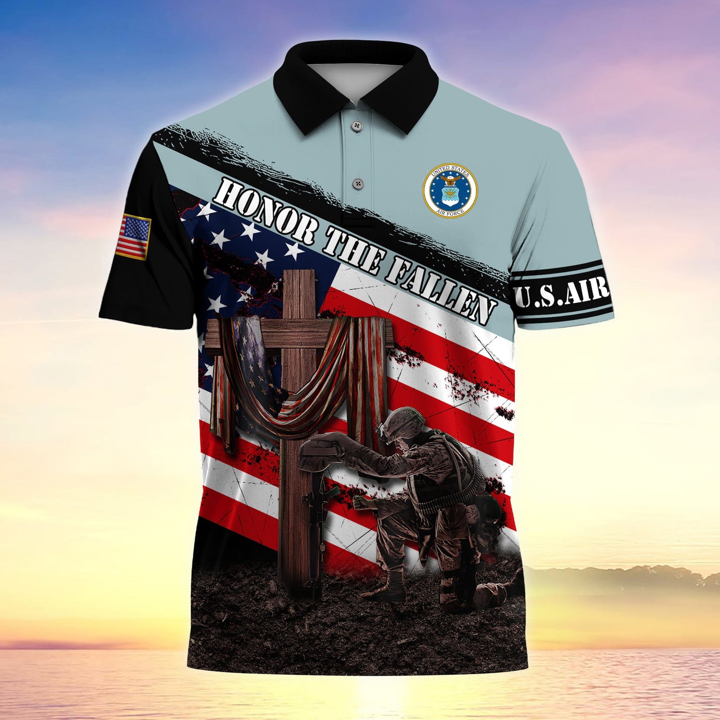 Frenzidea Premium U.S Multiple Service Veteran Polo Shirt