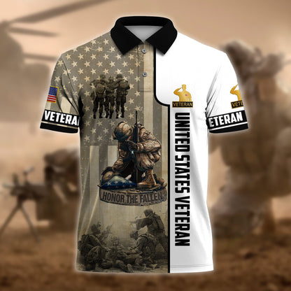 Frenzidea Premium U.S Multiple Service Veteran Polo Shirt