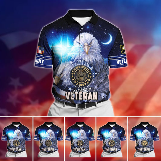 Frenzidea Premium U.S Multiple Service Veteran Polo Shirt