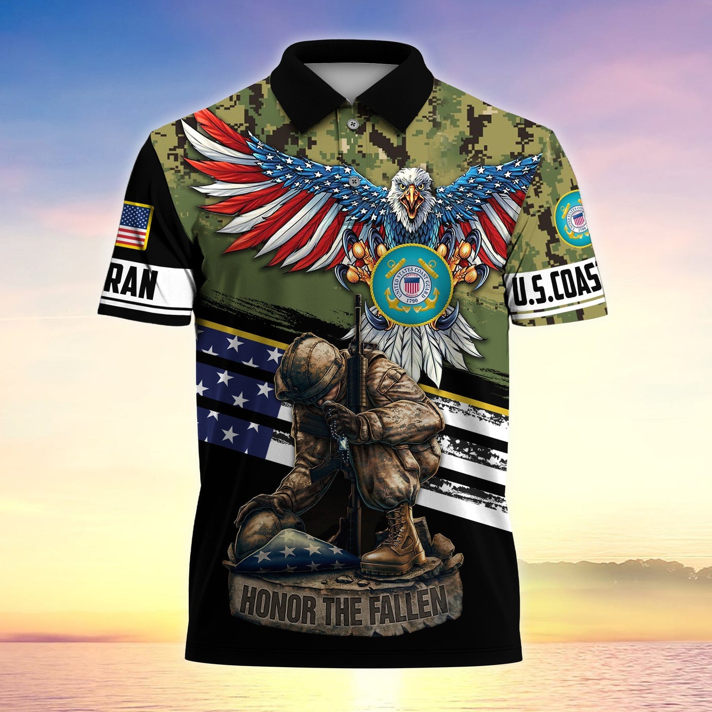 Frenzidea Premium U.S Multiple Service Veteran Polo Shirt