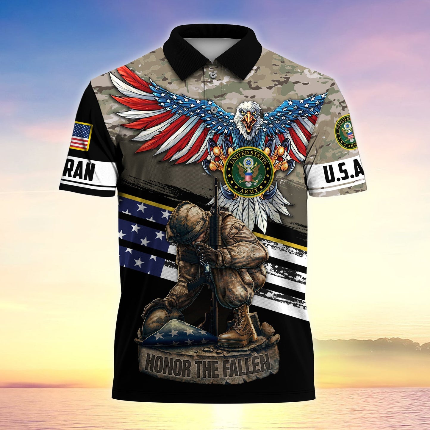 Frenzidea Premium U.S Multiple Service Veteran Polo Shirt