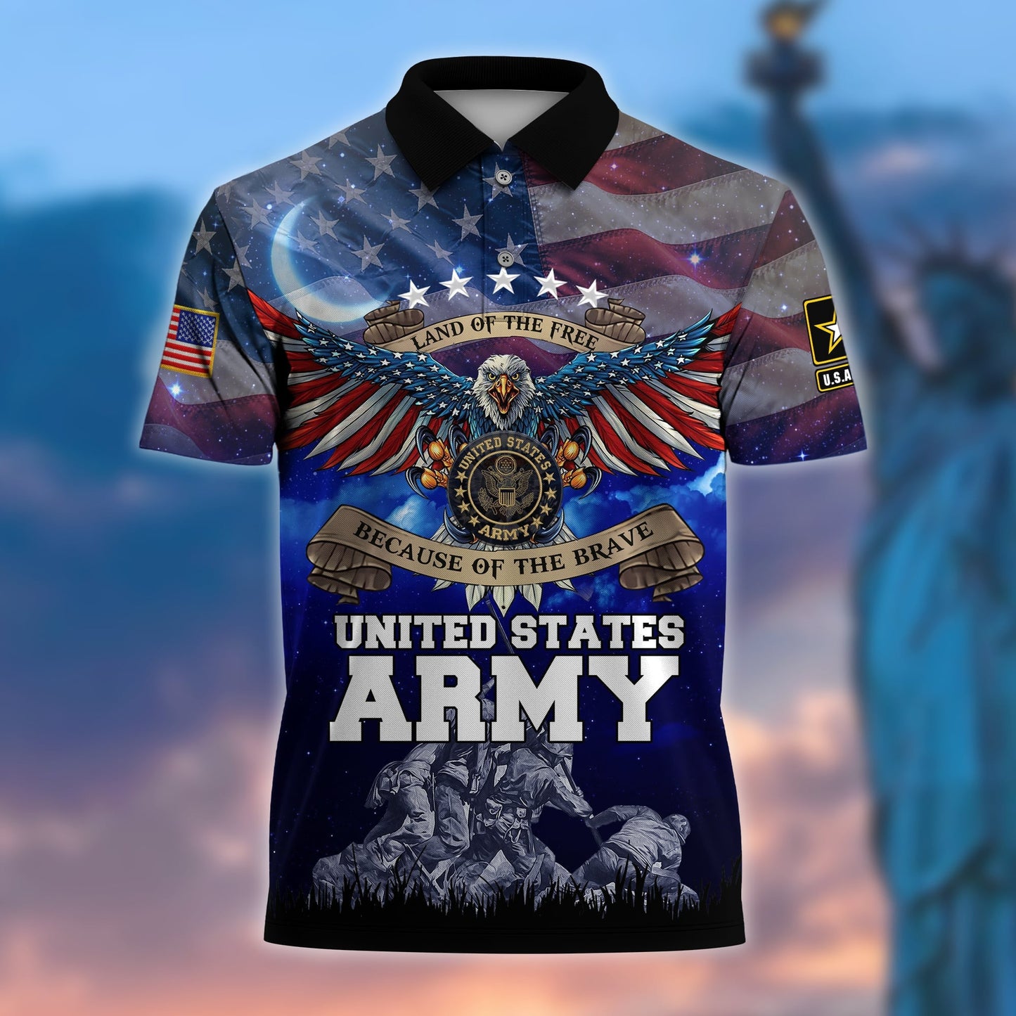 Frenzidea Premium U.S Multiple Service Veteran Polo Shirt