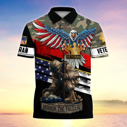 Frenzidea Premium U.S Multiple Service Veteran Polo Shirt