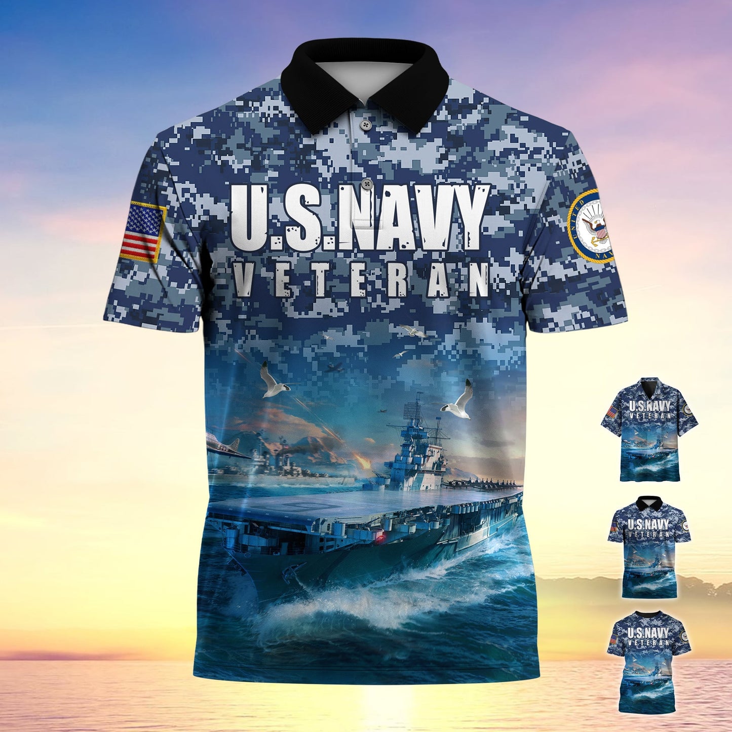 Frenzidea Premium U.S Navy Veteran Polo Shirt
