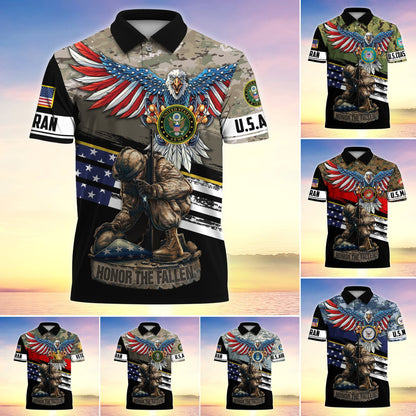 Frenzidea Premium U.S Multiple Service Veteran Polo Shirt