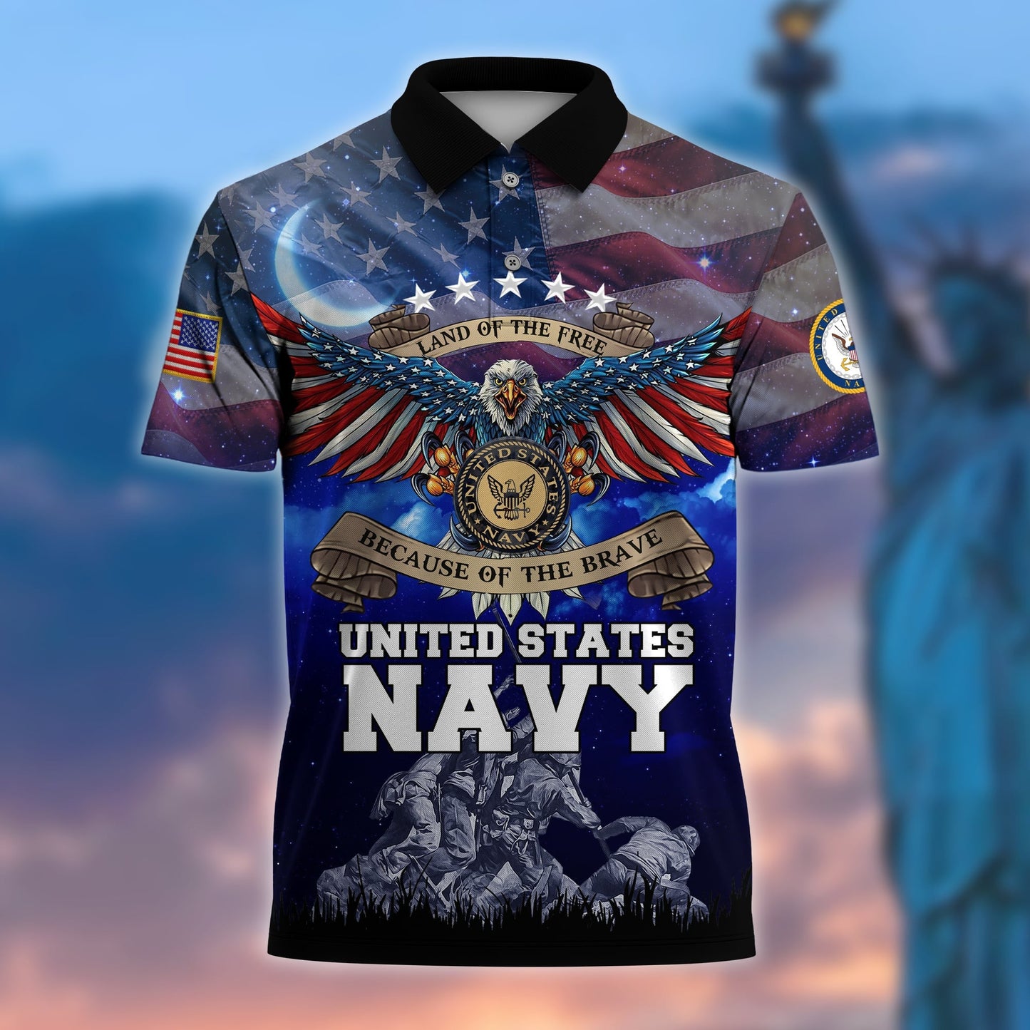 Frenzidea Premium U.S Multiple Service Veteran Polo Shirt