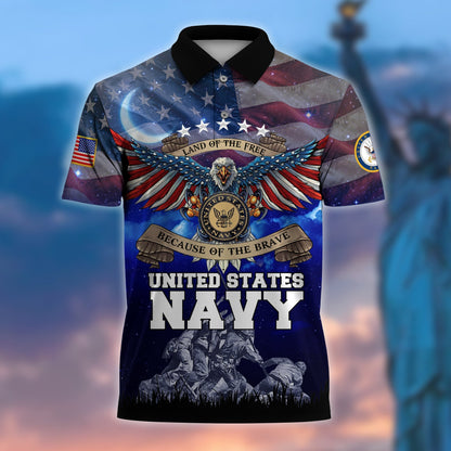 Frenzidea Premium U.S Multiple Service Veteran Polo Shirt