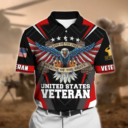 Frenzidea Premium U.S Multiple Service Veteran Polo Shirt