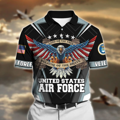 Frenzidea Premium U.S Multiple Service Veteran Polo Shirt