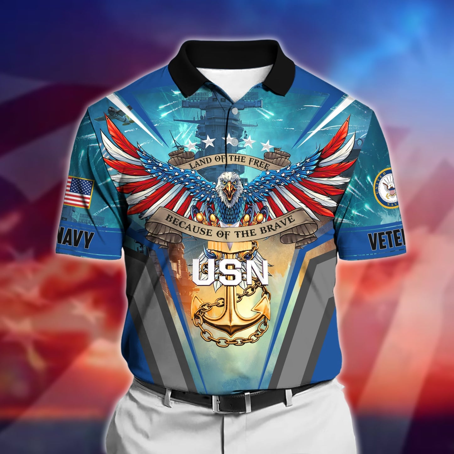 Frenzidea Premium U.S. Navy Veteran Polo Shirt