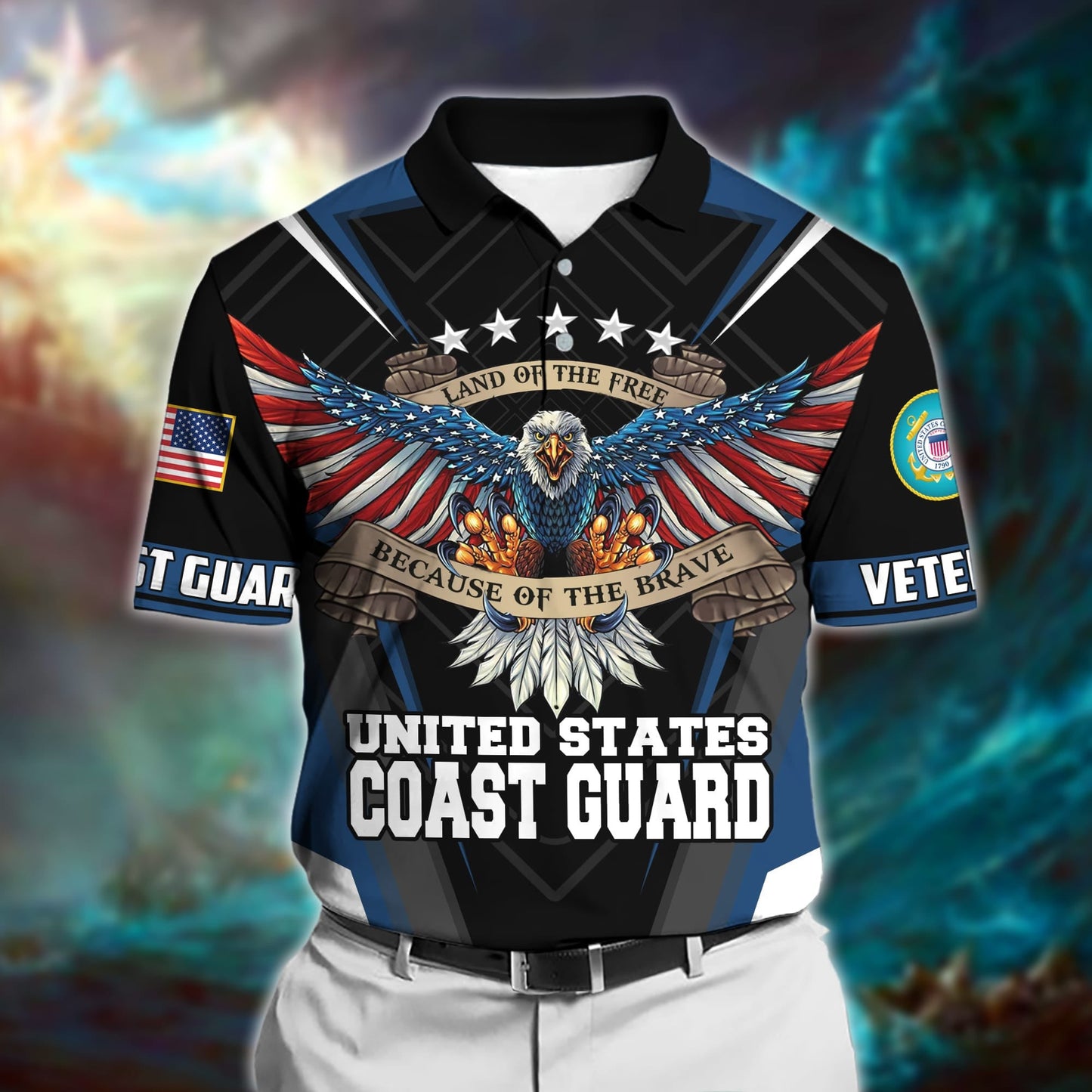 Frenzidea Premium U.S Multiple Service Veteran Polo Shirt