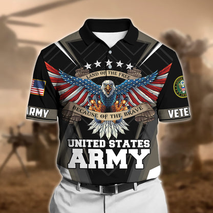 Frenzidea Premium U.S Multiple Service Veteran Polo Shirt
