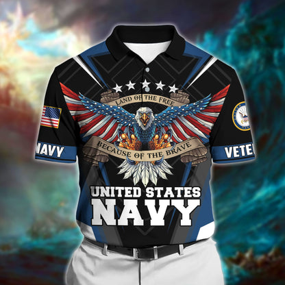 Frenzidea Premium U.S Multiple Service Veteran Polo Shirt