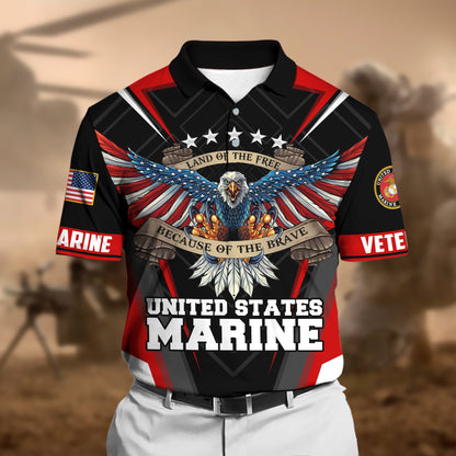 Frenzidea Premium U.S Multiple Service Veteran Polo Shirt