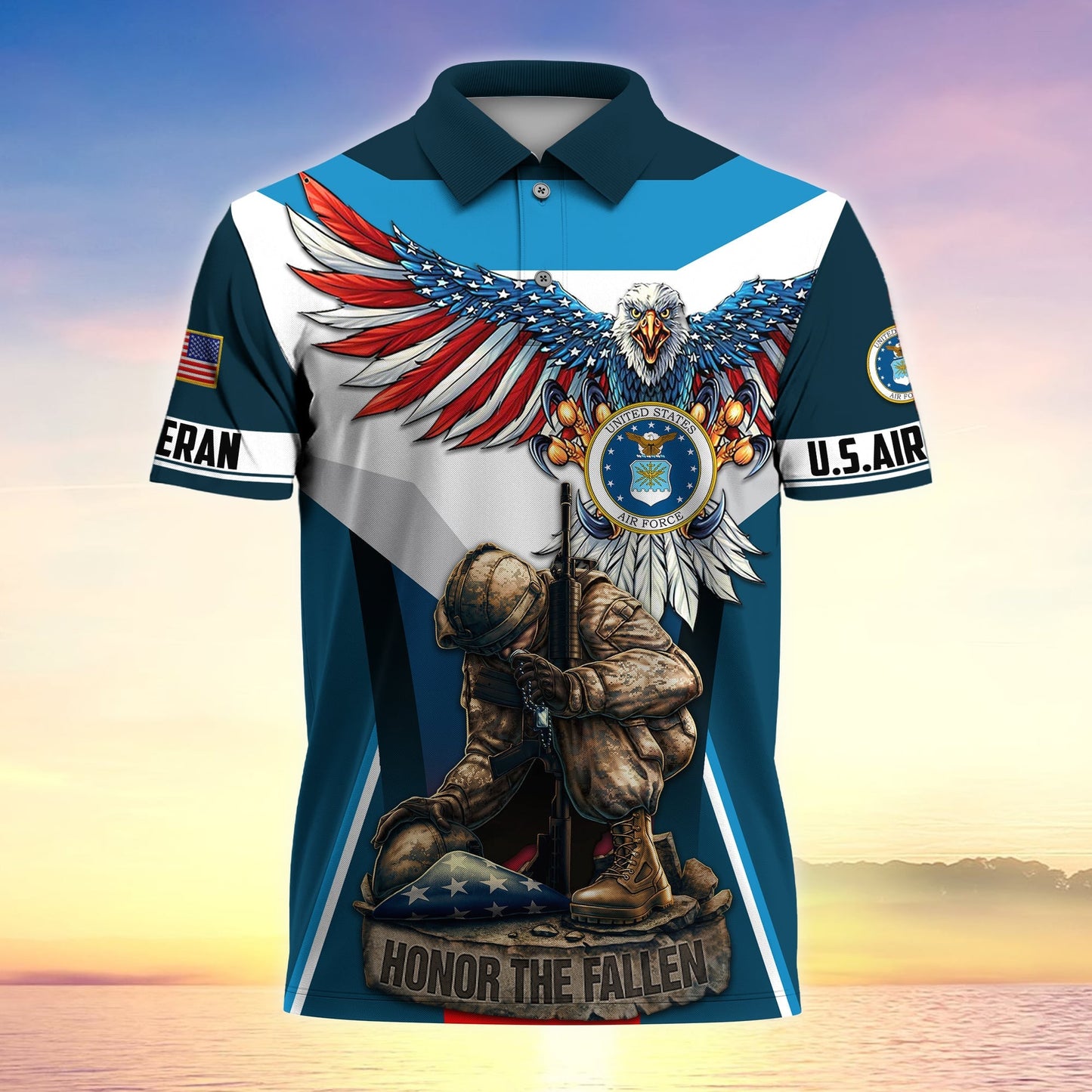 Frenzidea Premium U.S Multiple Service Veteran Polo Shirt