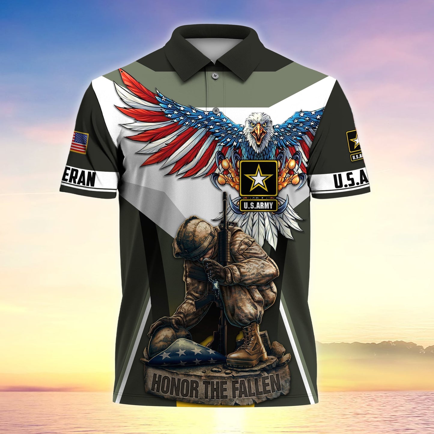 Frenzidea Premium U.S Multiple Service Veteran Polo Shirt