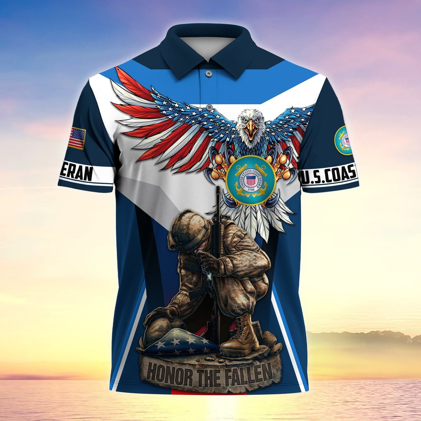 Frenzidea Premium U.S Multiple Service Veteran Polo Shirt