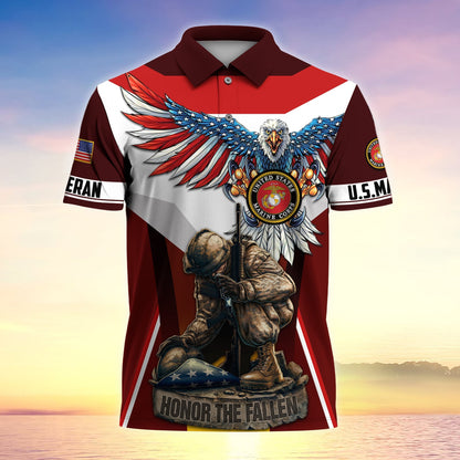 Frenzidea Premium U.S Multiple Service Veteran Polo Shirt