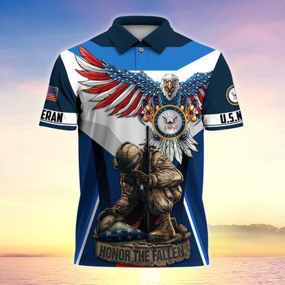 Frenzidea Premium U.S Multiple Service Veteran Polo Shirt