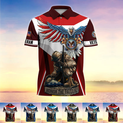 Frenzidea Premium U.S Multiple Service Veteran Polo Shirt