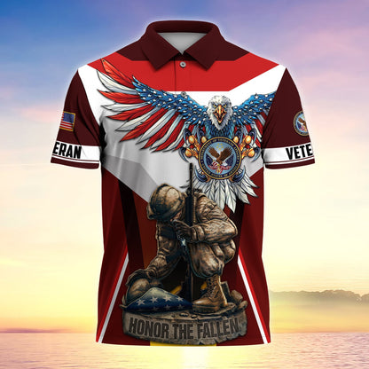 Frenzidea Premium U.S Multiple Service Veteran Polo Shirt