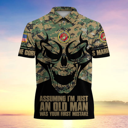 Frenzidea Assuming I'm Just An Old Man Was Your First Mistake US Veteran MultiService Polo Shirt