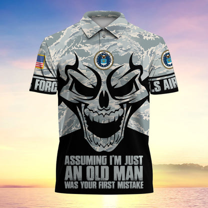Frenzidea Assuming I'm Just An Old Man Was Your First Mistake US Veteran MultiService Polo Shirt