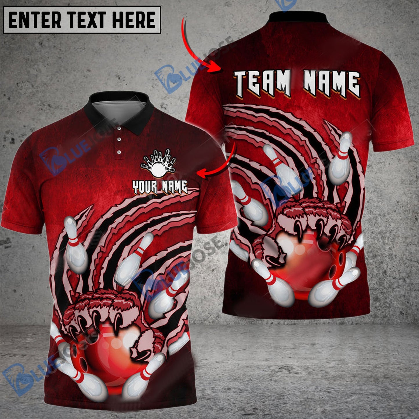 frenzidea Bowling And Pins Claws Of Fury Customized Name 3D Shirt (4 Colors)